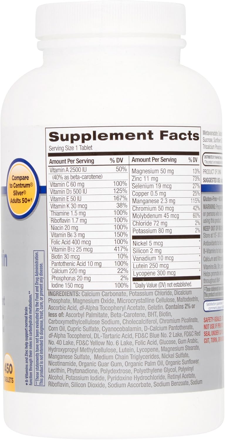 Equate Multivitamínico Completo para Adultos 50+ - 450 Comprimidos