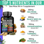 Adndale Sea Moss Capsules - Mezcla de 18 Ingredientes con Ashwagandha y Cúrcuma - 180 Cápsulas