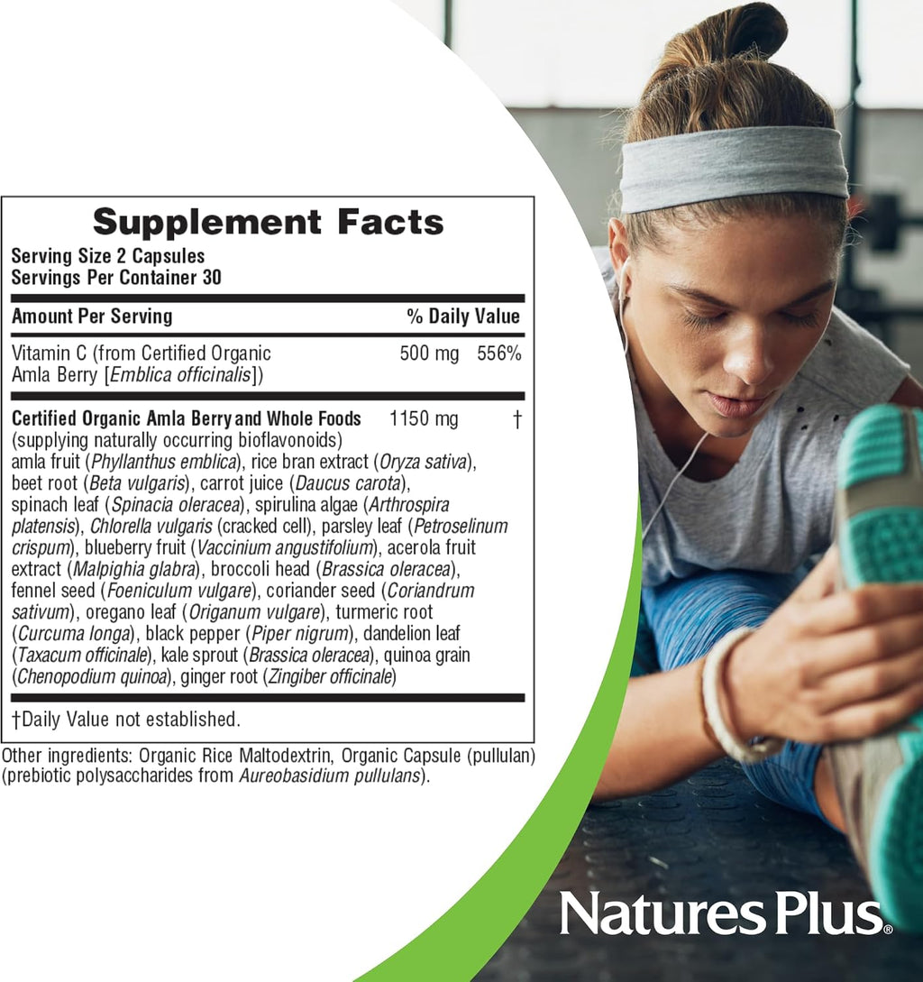 NaturesPlus Source of Life Garden Vitamina C - 60 Cápsulas (Paquete de 2) - Apoyo al Sistema Inmunológico - Ecológico, No GMO, Vegano, Sin Gluten