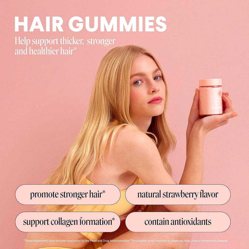MONDAY HAIRCARE Gominolas de Biotina 2500 mcg con Vitamina C y E - 60 unidades