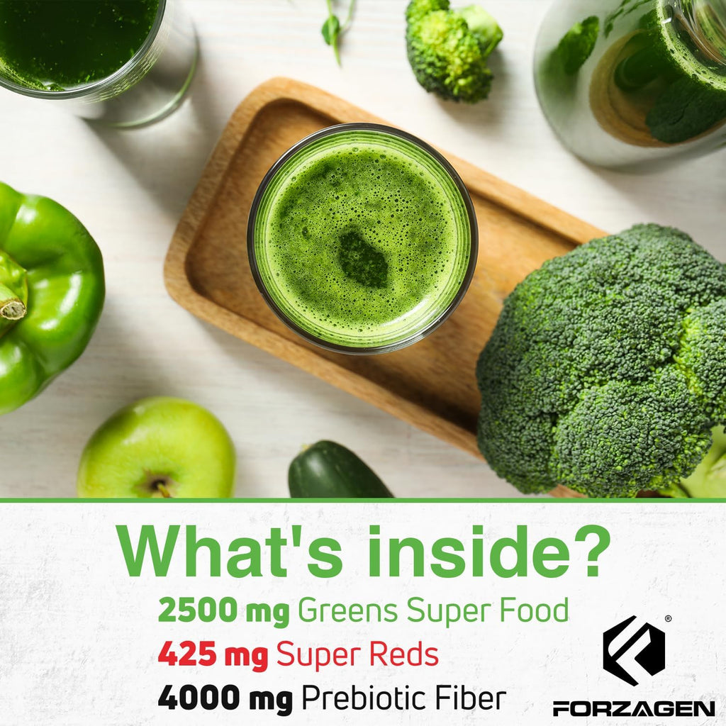 Forzagen Vegan Greens & Reds Superfood Powder - Polvo de Superalimentos Verdes y Rojos Orgánicos
