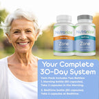 Nutranize Zone Sistema Twin-Pack - Cápsulas Matutinas y Nocturnas con Magnesio, Vitamina D3, K2 MK7, Metilfolato, Cromo y Melatonina - 30 Días (120 Cápsulas)