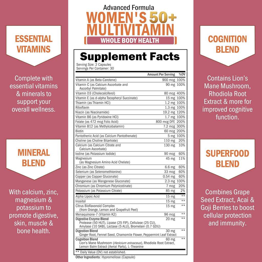 BioSchwartz Multivitamínico Diario para Mujeres 50+ - 60 Cápsulas