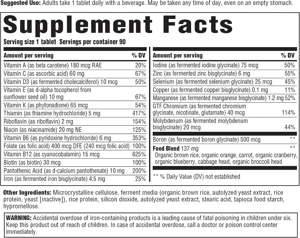 INNATE Response Formulas One Daily Multivitamin for Women & Men - No Herbs - with Vitamin C, D3, B12, Biotin, Zinc - Vegetarian, Non-GMO & Kosher - 90 Tablets