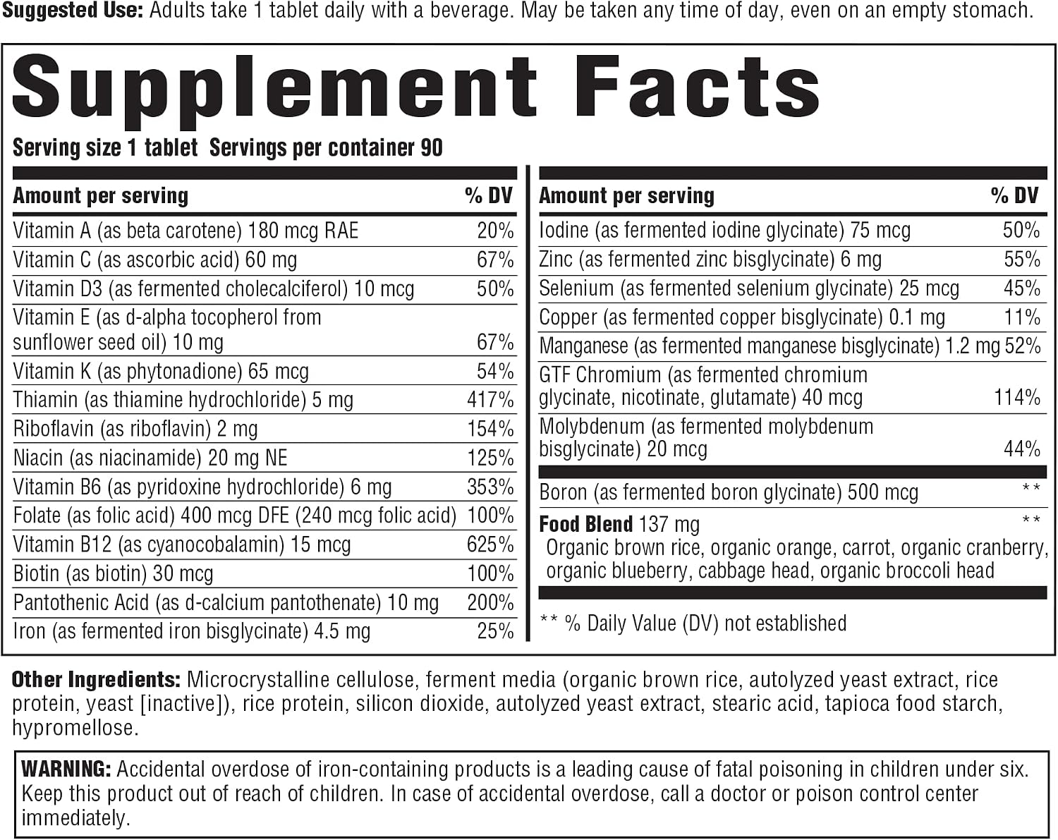 INNATE Response Formulas One Daily Multivitamin for Women & Men - No Herbs - with Vitamin C, D3, B12, Biotin, Zinc - Vegetarian, Non-GMO & Kosher - 90 Tablets