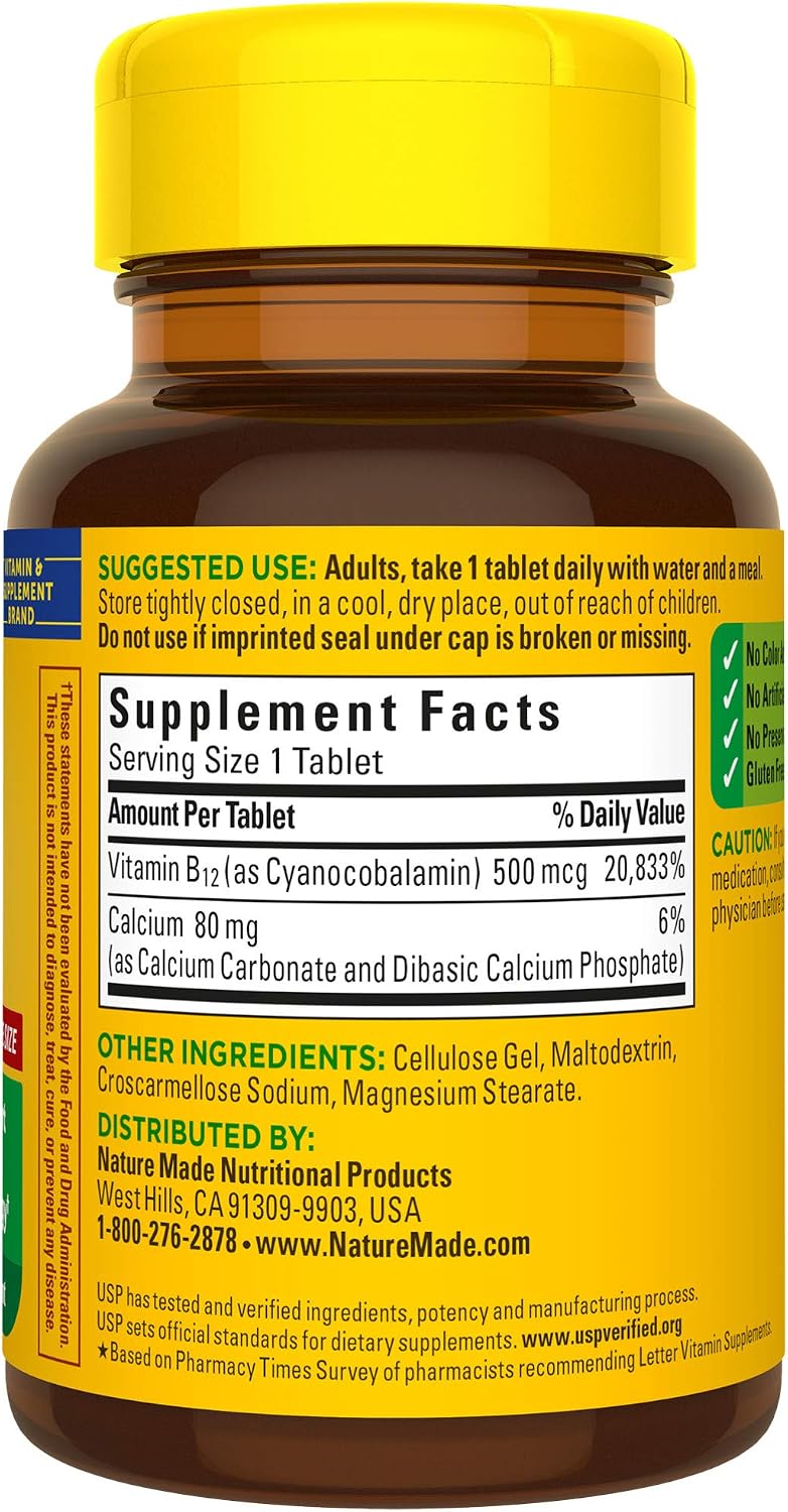 Nature Made Vitamina B12 500 mcg, 200 Comprimidos
