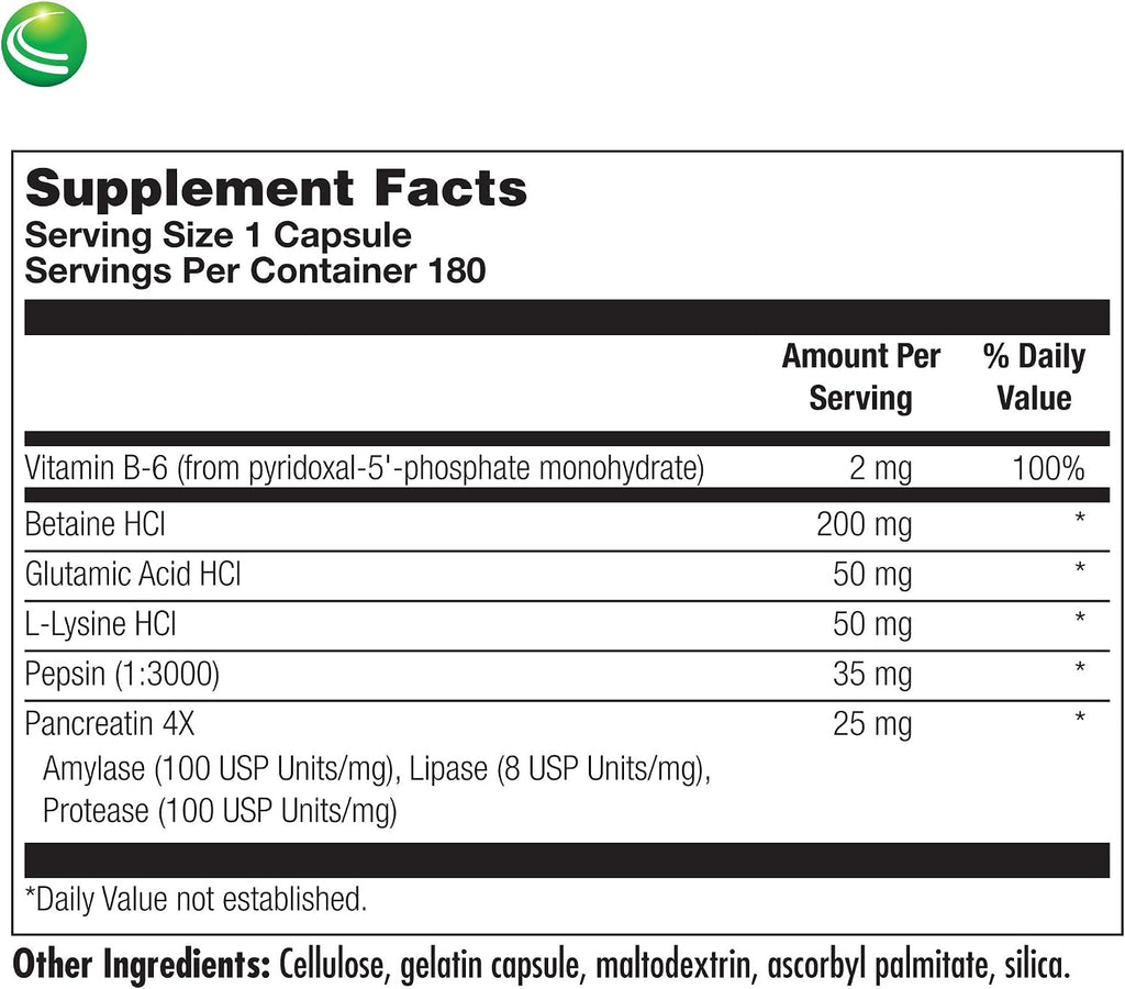 Nutra BioGenesis PanZyme - Multienzima con Betaina HCL y Pepsin - 180 Cápsulas