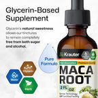 BIO KRAUTER® Maca Root for Women and Men - Vegan Maca Root Liquid Drops 680 mg for Drive & Active Lifestyle Support - 2 Fl.Oz., 28-Day Supply, Non-GMO, Alcohol & Sugar Free Herbal Supplements