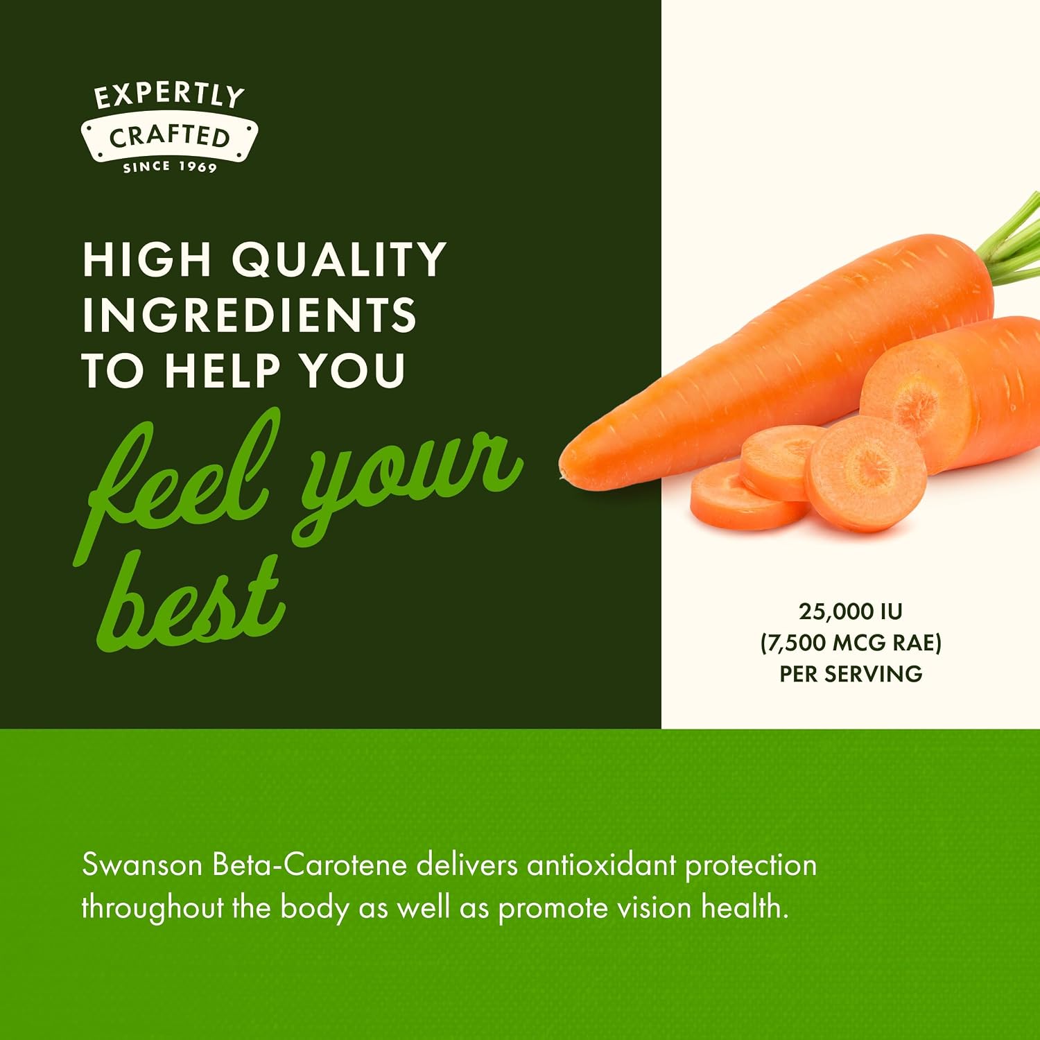 Swanson Beta-Caroteno (Vitamina A) 25000 UI (7500 mcg) 100 Cápsulas Blandas (2 Paquetes)