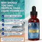 Tropical Oasis Vitamina D3 K2 Líquida Orgánica – Superdosis 8000 UI + 120 mcg K2 – 60 dosis