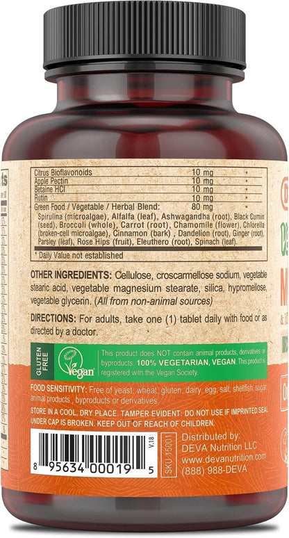 DEVA Multivitamínico y Mineral Vegano - – Fácil de tomar: Los comprimidos están recubiertos con una capa vegetal – Image 3