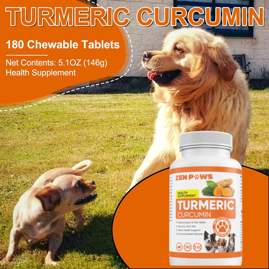 Cúrcuma (Turmeric) para Perros – 180 Comprimidos Sabor Pato – Fórmula Avanzada para Articulaciones con Piperina
