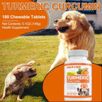 Cúrcuma (Turmeric) para Perros – 180 Comprimidos Sabor Pato – Fórmula Avanzada para Articulaciones con Piperina
