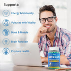 Multivitamínico Metilado para Hombres en Gominolas - Omega 3 Vegano, CoQ10, Zinc, Vitaminas A, C, D3, K2, E, Complejo B, Calcio, Magnesio, Licopeno - Sin Azúcar, 120 Unidades