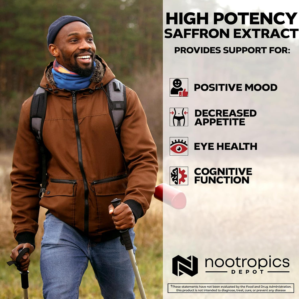 Nootropics Depot Extracto de Azafrán de Alta Potencia, 30 mg, 180 Cápsulas