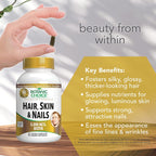 Botanic Choice Vitaminas para Cabello, Piel y Uñas - Suplemento de Biotina con Colágeno, Vitamina C y Hierro - 60 Cápsulas Líquidas