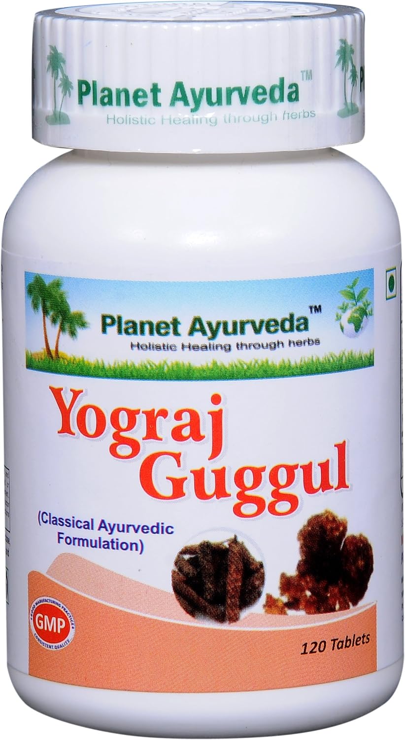 Planet Ayurveda Yograj Guggul - Comprimidos Herbales, 100% Natural y Puro - 2 Botes (120 comprimidos cada uno)
