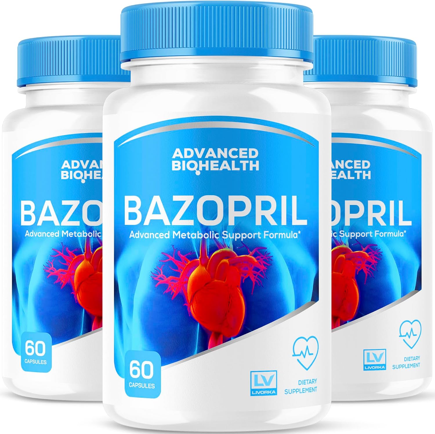 (Pack de 3) Cápsulas Bazopril - Fórmula Avanzada Oficial para el Apoyo al Equilibrio de la Salud Sanguínea, Suplemento Natural para el Bienestar General, 180 Cápsulas para 3 Meses
