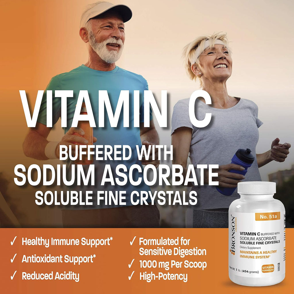 Bronson Buffered Vitamin C Powder - Sodium Ascorbate - 454 g (1 Pound)