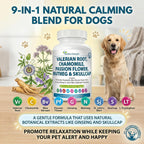 Nutrition Strength 9-en-1 Valeriana para Perros 200mg, Manzanilla 160mg, L-Triptófano y Hierbas para Estrés y Calma, 120 Comprimidos