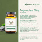 MD Prescriptives Pregnenolona - Fórmula Vegana para el Equilibrio Hormonal - 60 Cápsulas Vegetales (50 mg)