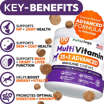 Petsology Multivitamínico Masticable para Perros - 170 Comprimidos - con Glucosamina y Condroitina – Image 2
