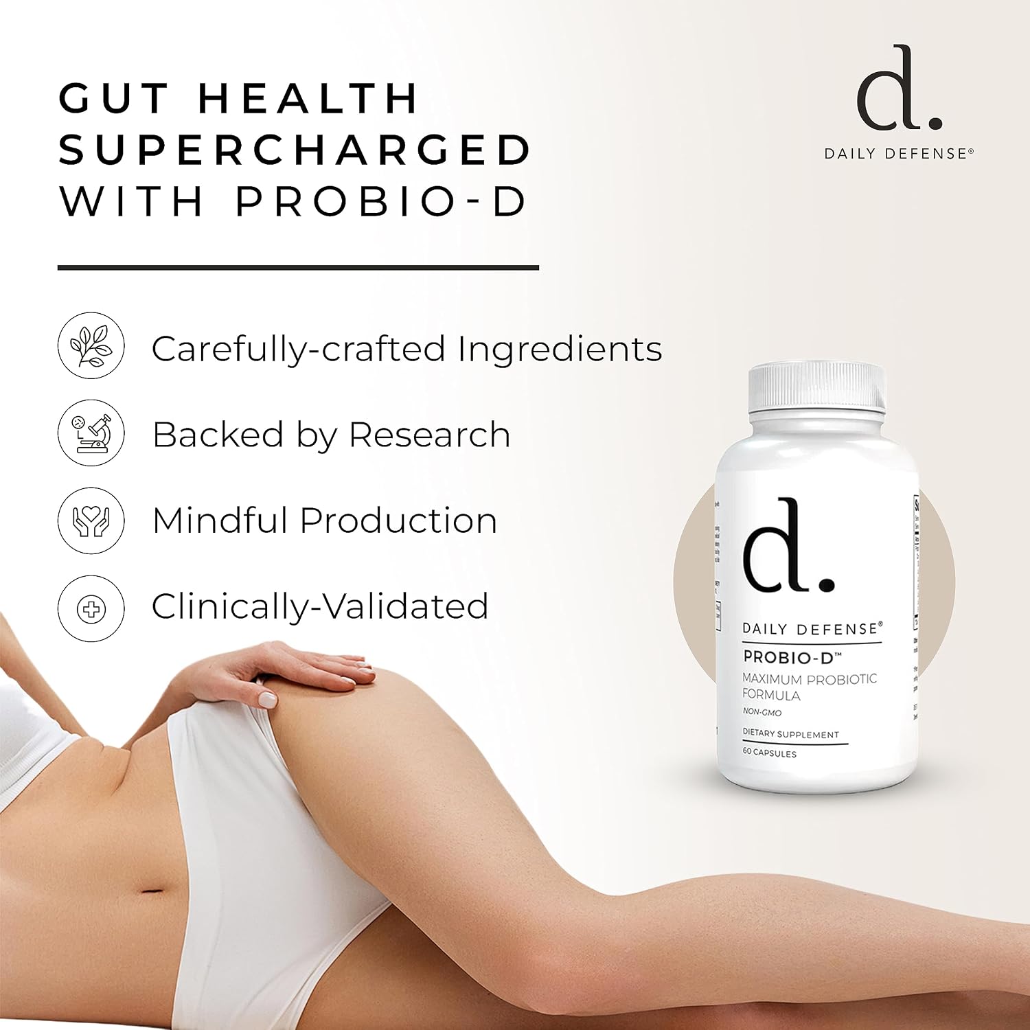 Daily Defense Probiotic Immune Support - Probióticos Diarios para Hombres y Mujeres - 60 Cápsulas, PROBIO-D
