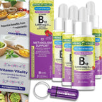 Pack de 4 Botellas de Vitamina B12 Líquida 5000 mcg con Guía y Pastillero