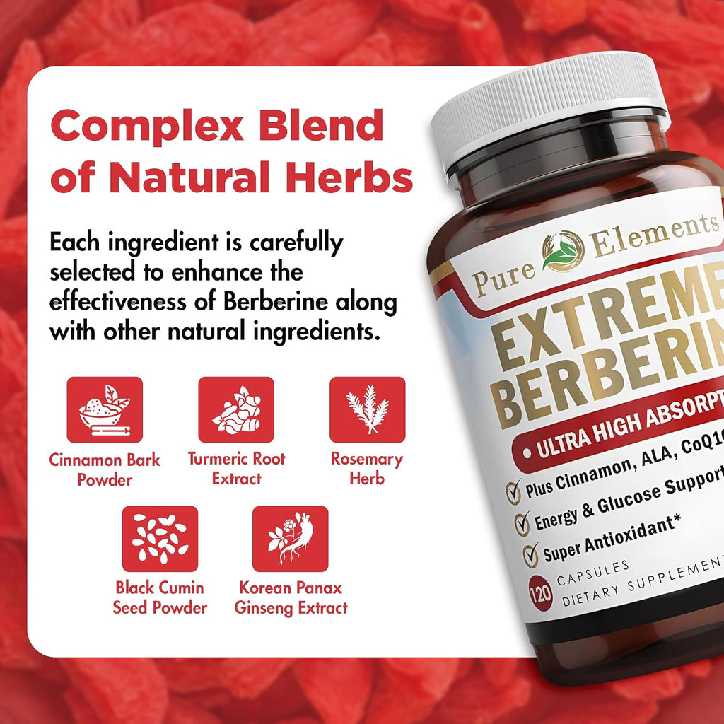 Berberina 500mg Complejo con ALA, CoQ10, Cúrcuma y Más - 60 Cápsulas