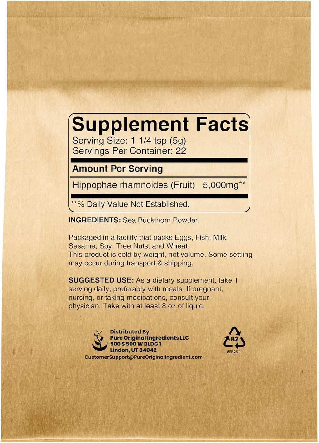 Pure Original Ingredients Espino Amarillo (113 g) - Complemento Tradicional, Sabor a Baya Ácida, No Transgénico, Rico en Vitaminas y Minerales