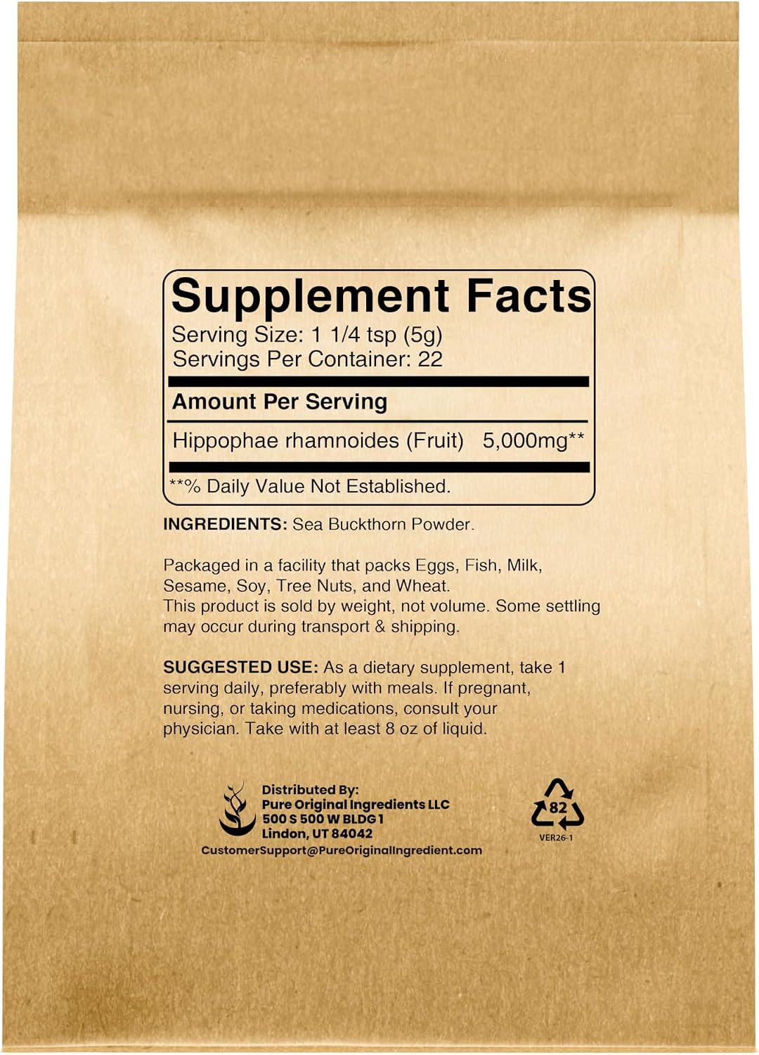 Pure Original Ingredients Espino Amarillo (113 g) - Complemento Tradicional, Sabor a Baya Ácida, No Transgénico, Rico en Vitaminas y Minerales