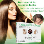 Wellgenix Purvana Hair, Skin & Nails Supplement - 2500mcg Biotin with MSM and B Complex - 30 Softgels