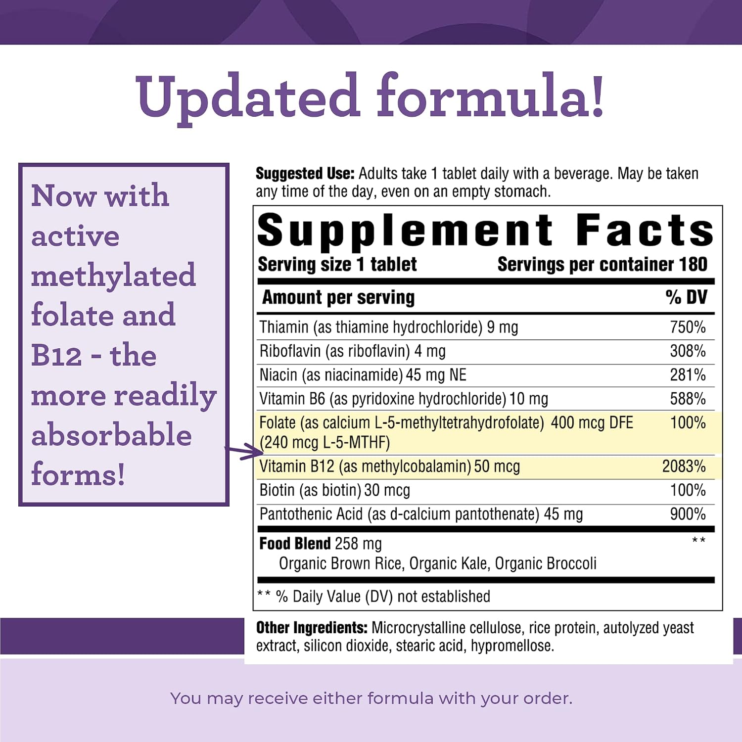 INNATE Response Formulas B Complex - Complejo B con B12, B6, Metilfolato y Biotina - 180 Comprimidos