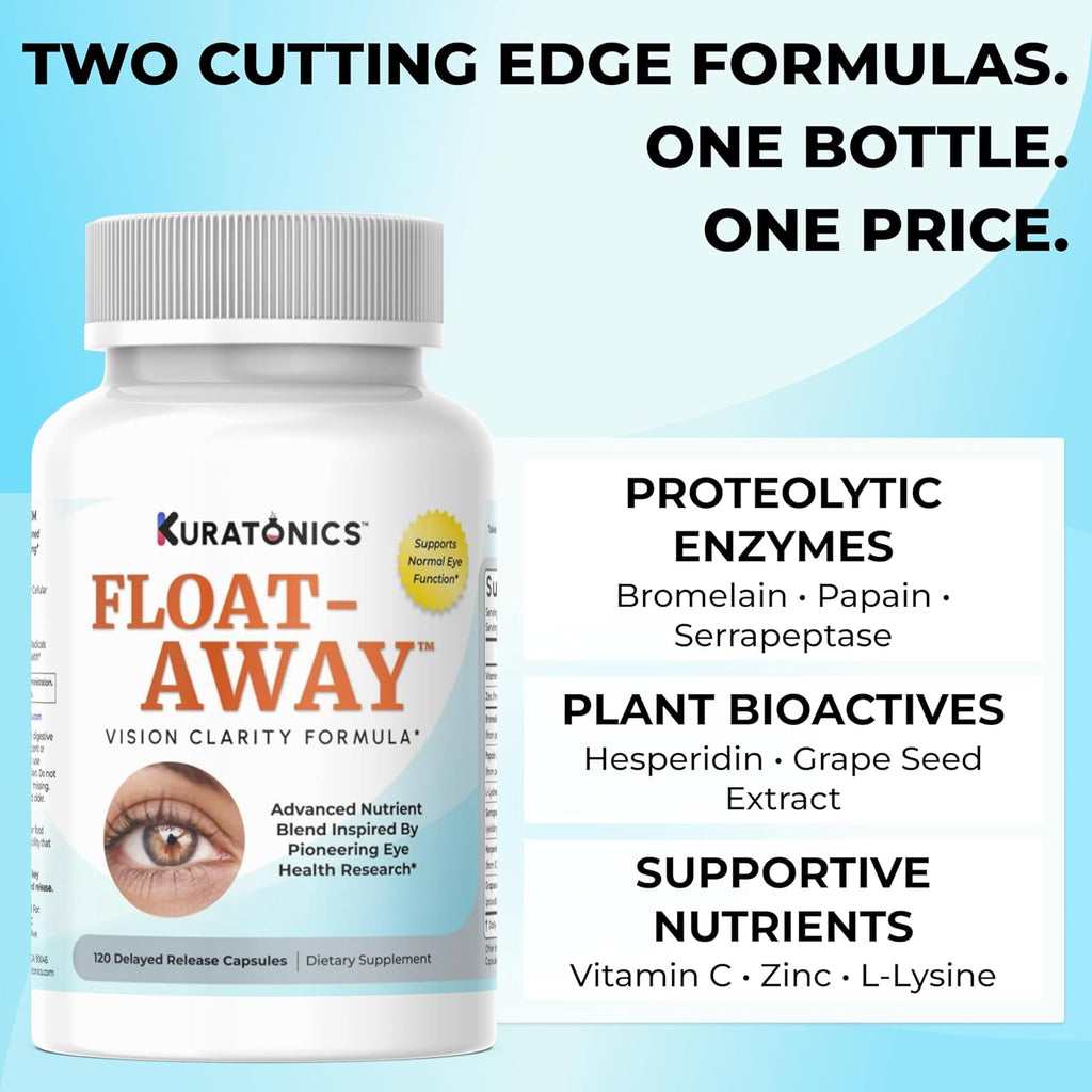 Kuratonics Float-Away: 2 Fórmulas de Claridad Ocular Clínicamente Probadas en 1 (120 Cápsulas)