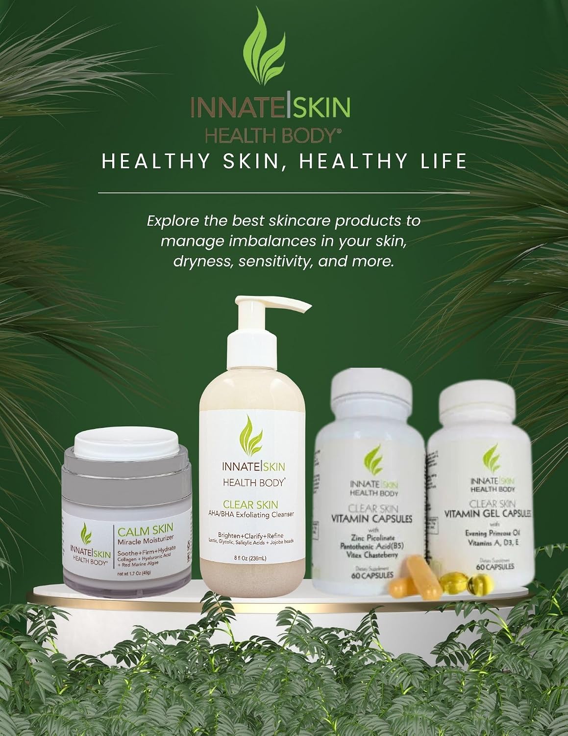 Clear Skin Acne Vitamins - Cápsulas para Piel Limpia con B5, Zinc y Vitex
