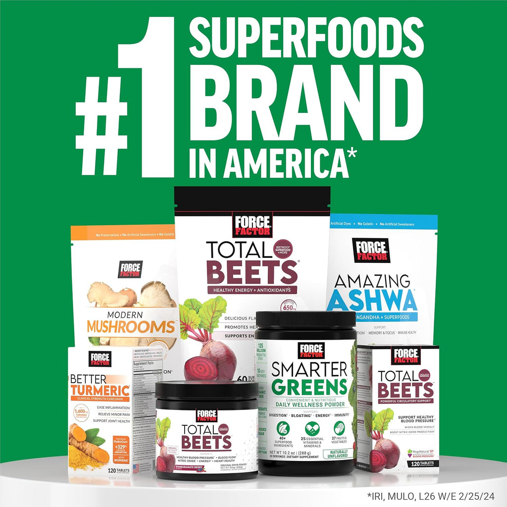 Force Factor Smarter Greens Polvo Diario de Bienestar 3-Pack para Apoyar Energía, Inmunidad y Digestión, Polvo de Superalimentos con Vitaminas, Minerales y Probióticos, Sin Sabor, 90 Servicios