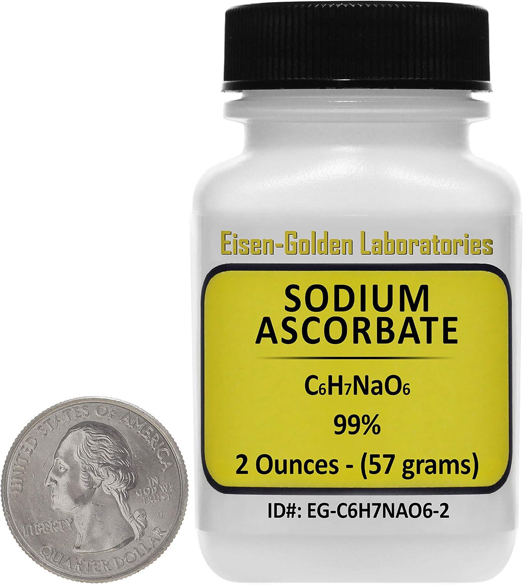 Sodium Ascorbate [C6H7NaO6] 99% USP Food Grade Powder 2 Oz in a Bottle