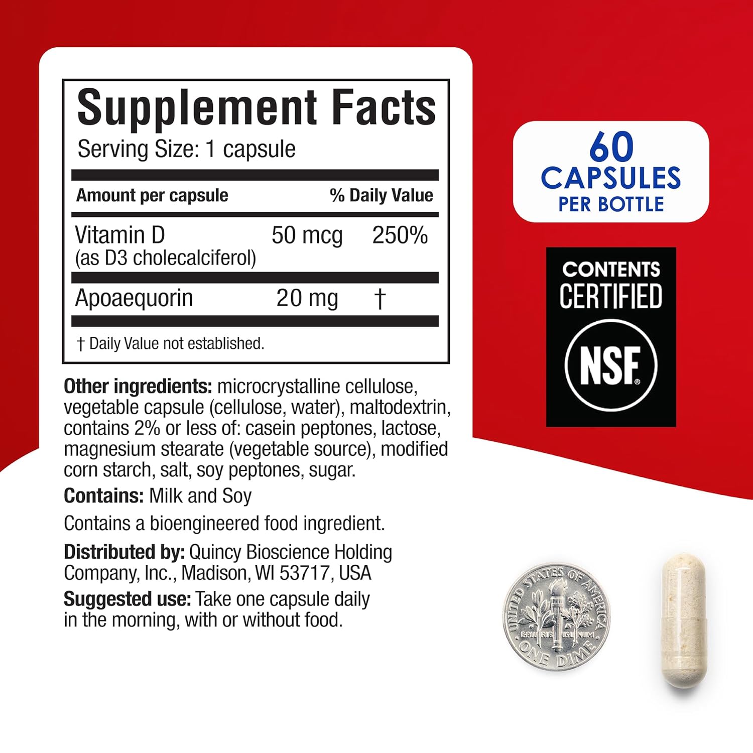 Prevagen Extra Strength - 60 Cápsulas (Suministro para 2 Meses) | Formulado para tu Cerebro | 20mg de Apoaequorina + Vitamina D3