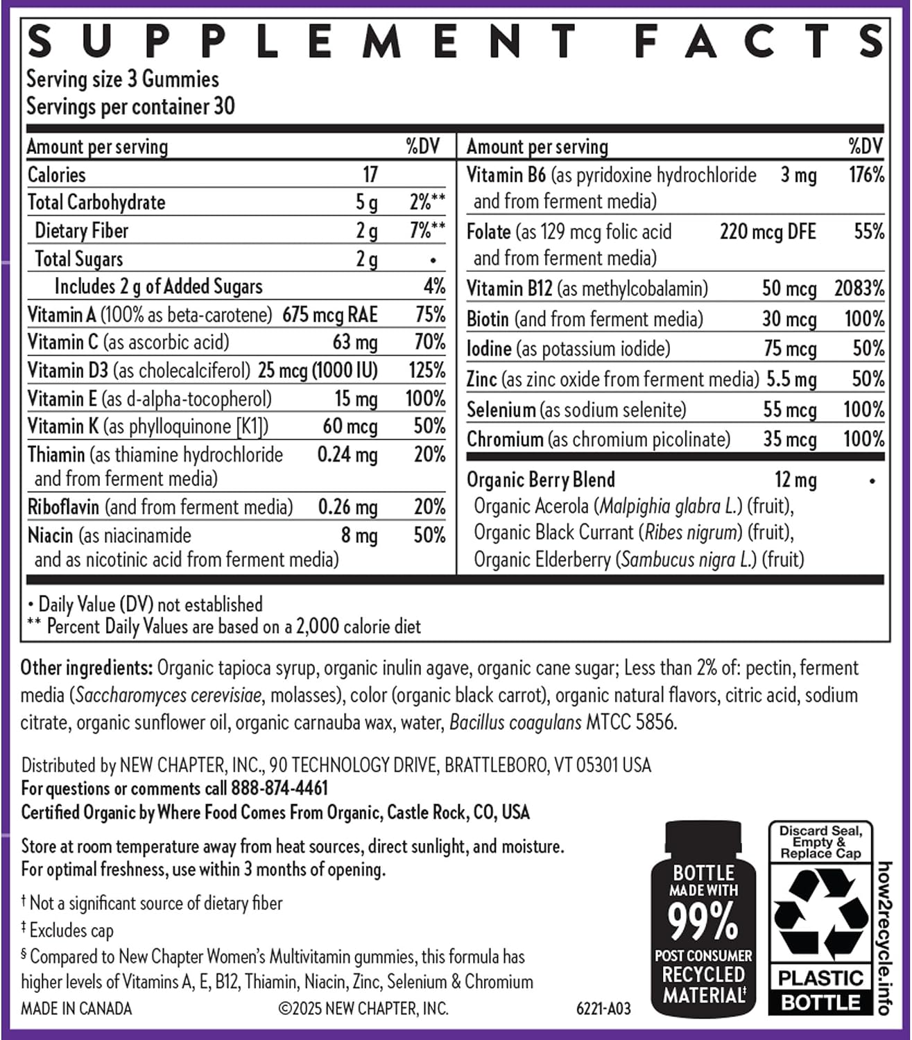New Chapter Women's 50+ Gominolas Multivitamínicas – 52% Menos Azúcar, Vitaminas para un Envejecimiento Saludable con Vitamina C, Vitaminas B y Zinc, Sin Gluten, Sabor a Bayas y Cítricos, 90 unidades