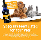 Cedar Bear Pet's Calm Down - Suplemento Herbal Natural para Alivio del Estrés en Gatos, Perros, Aves y Mascotas Exóticas, 60 ml