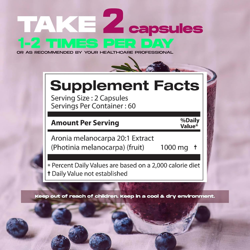 Extracto de Aronia Berry 20:1 – 120 Cápsulas de 500 mg