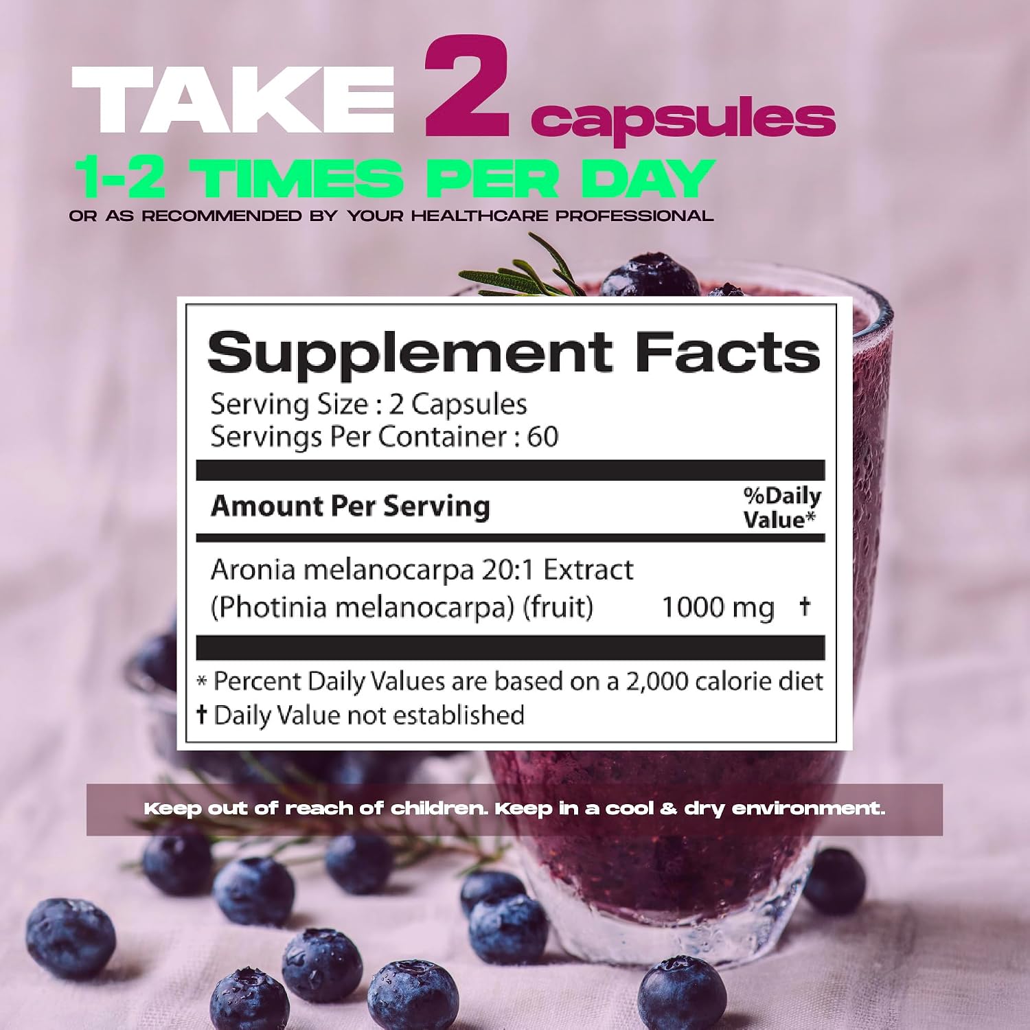 Extracto de Aronia Berry 20:1 – 120 Cápsulas de 500 mg