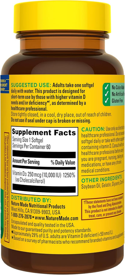 Nature Made Vitamina D3 10000 IU (250 mcg) – Niveles de calcio en sangre: Contribuye al mantenimiento de los – Image 8