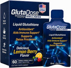 GlutaDose Suplemento Líquido de Glutatión con Acerola y Zinc, Sabor Limón-Arándano, 30 Viales