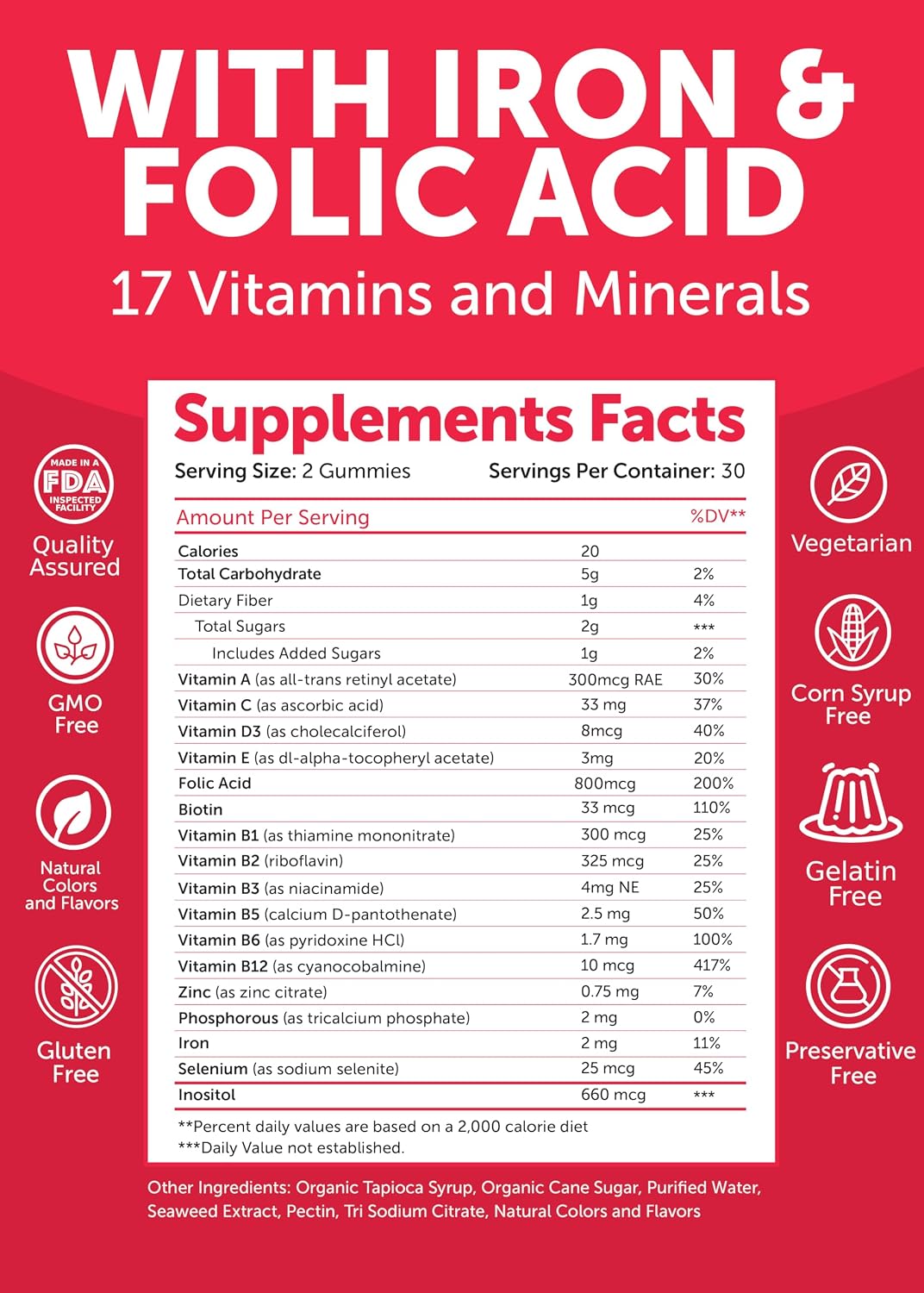 Lunakai 17-in-1 Gummies Prenatales y Gummies de Vitamina D3 – 2 x 60 unidades