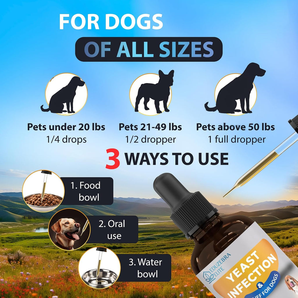 Tratamiento para infecciones por levaduras en perros - Alivio del picor y la irritación - Fórmula líquida de EDUZEBRA