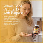 Garden of Life Vitamina D3 5000 UI, Suplemento de Alimentos Integrales con Chlorella, Frutas, Verduras y Probióticos, para Huesos e Inmunidad, 60 Cápsulas Vegetarianas