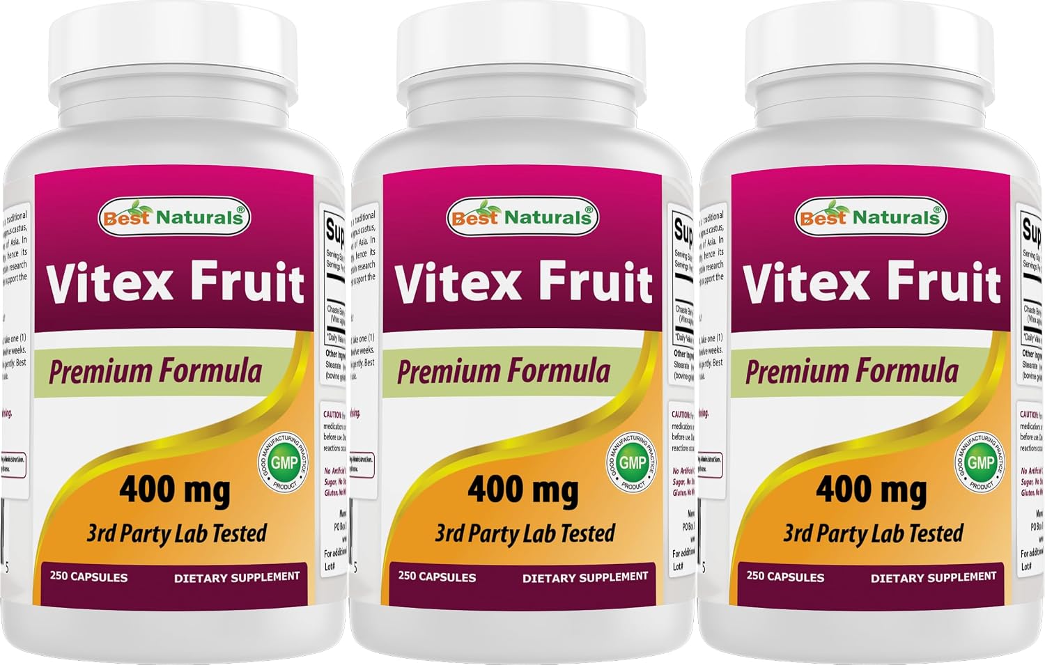 Best Naturals Vitex (Sauzgatillo) 400 mg - 250 Cápsulas (Pack de 3)