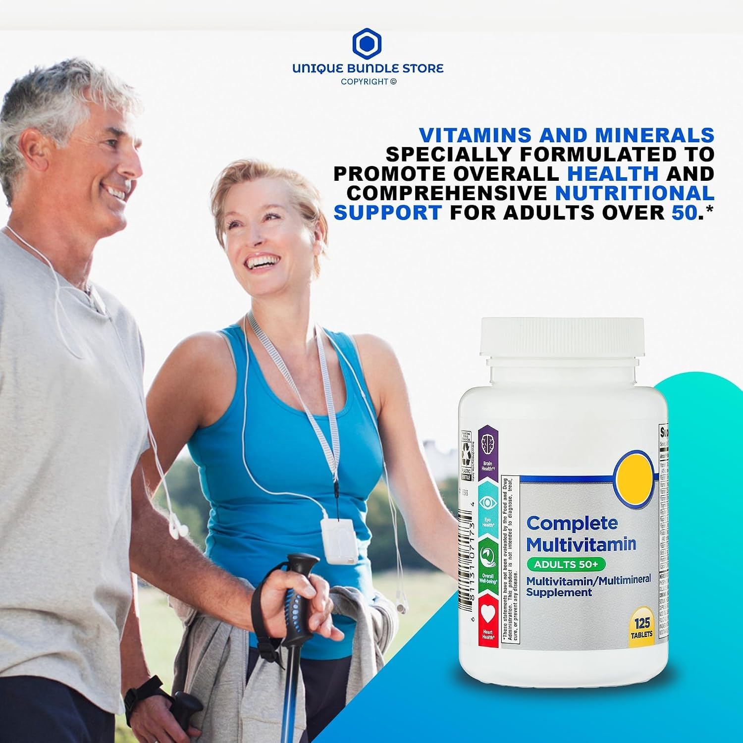 Equate Complete Multivitamin para Adultos 50+ - 125 Comprimidos + Pastillero