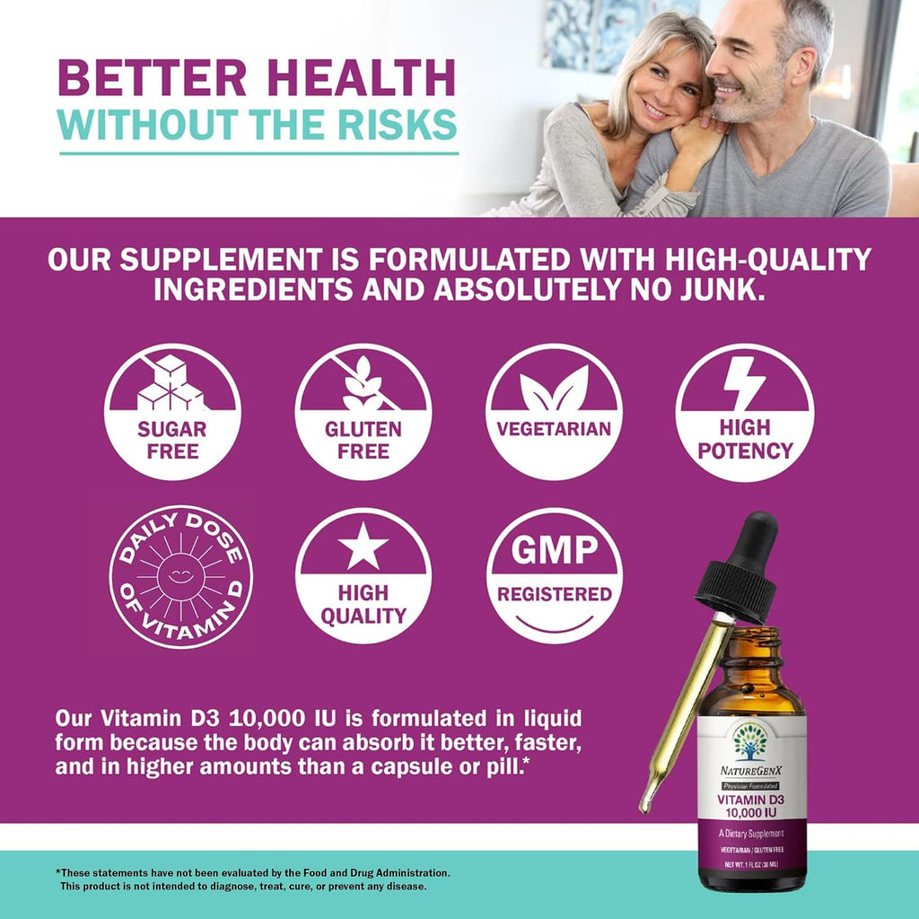 NatureGenX Vitamina D3 Líquida - 250 mcg - 30 ml - Vegano